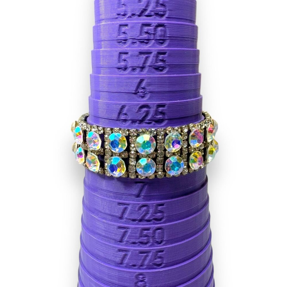 Aurora Borealis Crystal Rhinestone Bracelet 6.75" Fold Over Clasp Vintage - Picture 8 of 8